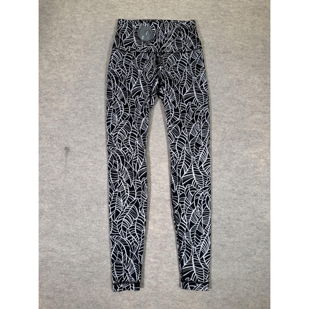 Lululemon Leggings Womens 6 Black Floral High Rise Ankle Yoga Athletic Gym